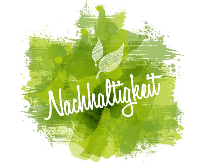 Grüner Hintergrund mit Schriftzug "Nachhaltigkeit"